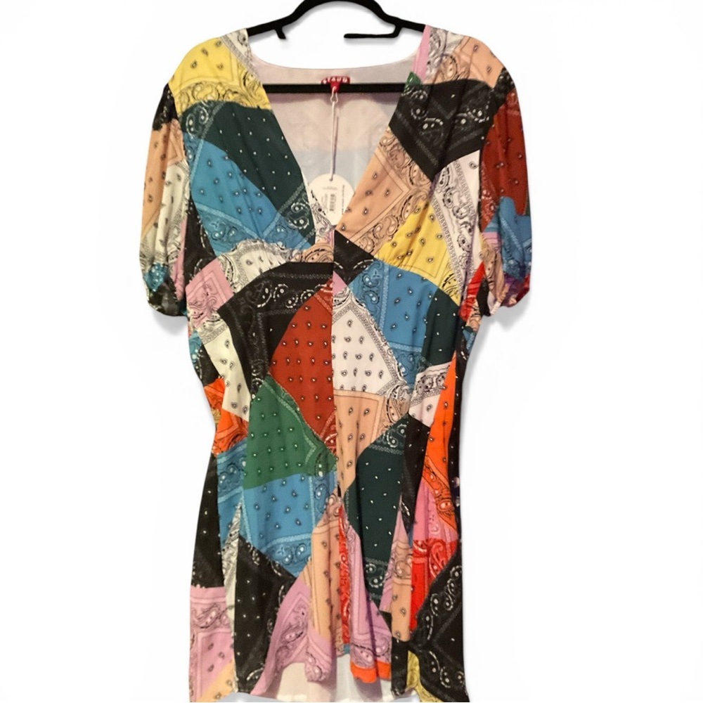 STAUD Multicolor Patchwork Mini Dress NWT - image 2